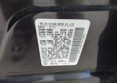 2011 Nissan Rogue Sv z USA, uszkodzony, nr VIN JN8AS5MV7BW314783